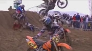 Motocross Biker Gets Knocked Out Hard When Another Rider Lands On His Head