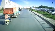 Drunk Idiot On A Scooter Hits A Lada