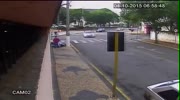 Biker Crashes Head First Into A Pole While Cornering