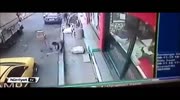 Man is thrown out of the window