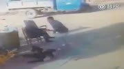 Man continually kicks another in the head