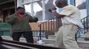 homeless Old man kicks elder one