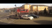 Drunk man in Romford tries to move fixed concrete bollard