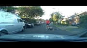 Cyclist using mobile phone get wipped out