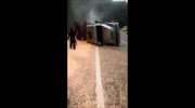 Truck overturns