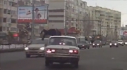 Lada Blasts Into Pedestrian In Typical Russian Style