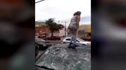 Pregnant wife destroys her husband`s car as a revenge for cheating