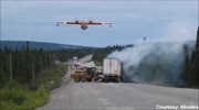 fireplane extinguishes truck