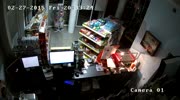 The man beats up the seller on the gas station and demands money