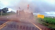 Truck Rollover Ejects Passenger Like A Rocket