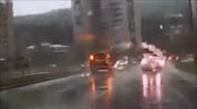Lightning hits SUV