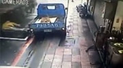 Rider Falls Under Truck Wheels And Explodes