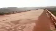 Bridge is broken by the weight of a truck and falls