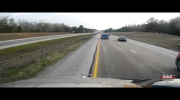 Red Neck trucker, says NO to this blonde trying to merge..