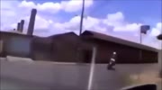 Rider smashes into the wall while trying to escape