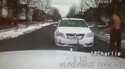 Fighting idiots drive face-first into cop car