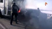 Saving passengers out of burning car