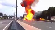 Cars on The Highway Explode after a pileup.