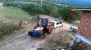 Crazed Man In A Tractor Runs Over A Group Of People Arguing