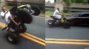 Guy Wheelies An ATV Straight Into Oncoming Traffic