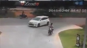 Biker Turns At The Wrong Moment From Bad Road Position