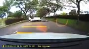 Car flips and hits the rider