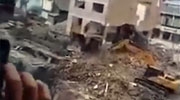 Excavator Driver Buries Himself During Demolition