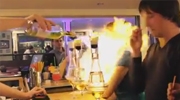 Bartender Showing Off His Drink Making Skills Sets A Girl On Fire