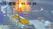 Worker Gets Splashed With Molten Aluminium And Catches Fire