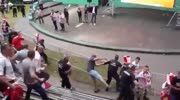 Polish football fan Drops Security Guard