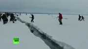 Fishermen dash for safety as frozen lake cracks underfoot