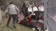 Racing Car Flips During Race Smashes Into Barrier And Lands In Spectators Enclosure