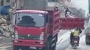 Truck Door Swings Open At The Worst Possible Moment