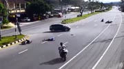 Two bikers collide