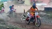Motocross Rider Falls From His Bike And Gets Stuck In Another Riders Back Wheel