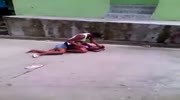 Girl gets hard beating until her BF saves her