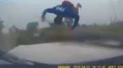 Man Runs Straight Into An Oncoming Car Bouncing Him Through The Air
