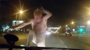 Fucked Up Nude Man Attacks The Car
