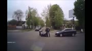 Drunk scooterist gets hit and beaten by angry driver