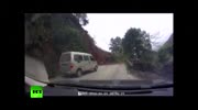 Quick thinking saves chinese guys from landslide