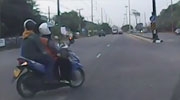 Scooter Riders Smashed Hard When They Decide To Cut Across Multiple Lanes Without Looking