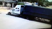 Motorcyclist hit by a huge truck