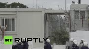 Riot, fire & teargas at Greek refugee camp