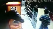 Robber on the horse in the store