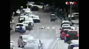 Car strikes and old woman is stuck under it