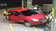 Gas station worker gets run over