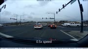 Speeding car flips 6 times