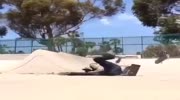 Skateboarder wreck his back