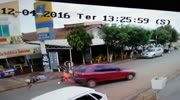 Motorcyclist hits a car accident