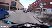 Female driver runs over bikers foot and he gets angry